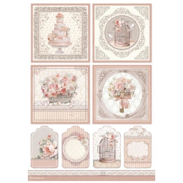 Stamperia A4 Rice Paper Reispapier You and Me Cards