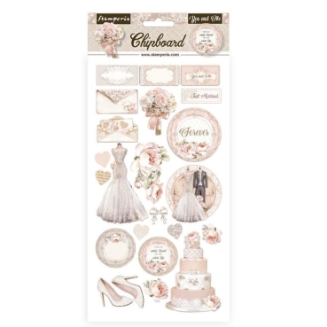 Stamperia Chipboard 15 x 30 cm 23 Stück You and Me