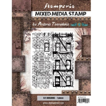 Stamperia Mixed Media Stamp Sir Vagabond Aviator New York Building