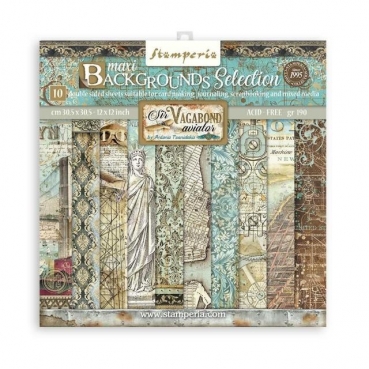 Stamperia 12 x 12 inch Paper Pack / Papiere Maxi Background Selection Sir Vagabond Aviator