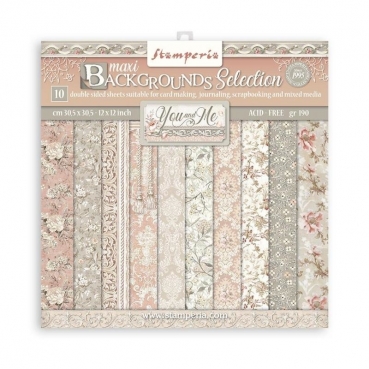 Stamperia 12 x 12 inch Paper Pack / Papiere Maxi Background Selection You and Me