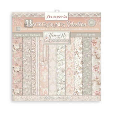Stamperia 8 x 8 inch Small Paper Pad / Papiere Background Selection You and Me