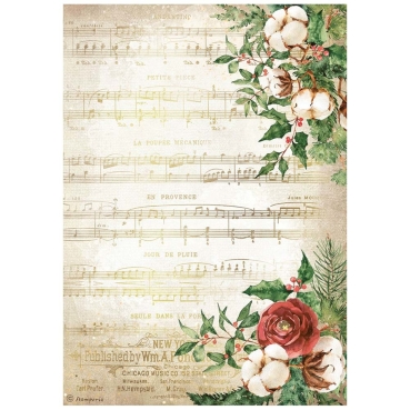 Stamperia A4 Rice Paper Reispapier Romantic Home for the Holidays Music