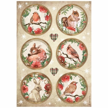 Stamperia A4 Rice Paper Reispapier Romantic Home for the Holidays Rounds