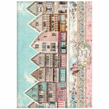 Stamperia A4 Rice Paper Reispapier Sweet Winter Sweet Village