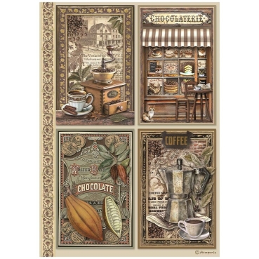 Preview: Stamperia A4 Rice Paper Selection Coffee and Chocolate