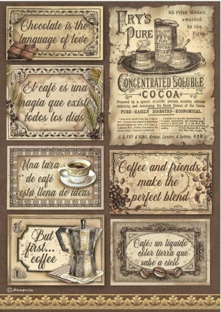 Stamperia A4 Rice Paper Selection Coffee and Chocolate
