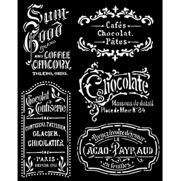 Stamperia Stencils Schablone 20 x 25 cm Coffee and Chocolate Plates