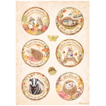 Preview: Stamperia A4 Rice Paper Reispapier Set Woodland