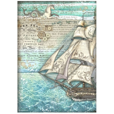 Stamperia A4 Rice Paper Reispapier Songs of the Sea Sailing Ship
