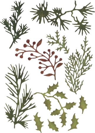 Preview: Sizzix ThinlitsDie Set Holiday Greens Mini by Tim Holtz
