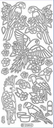 Preview: Le Suh Stickerbogen 10 x 23 cm Papagei silber