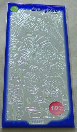 Le Suh Stickerbogen 10 x 23 cm Papagei silber