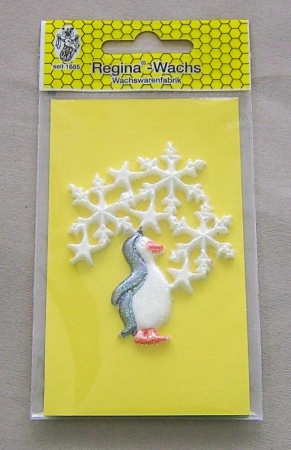 Wachs 1 Pinguin bemalt, 4 Sterne, 3 Eiskristalle