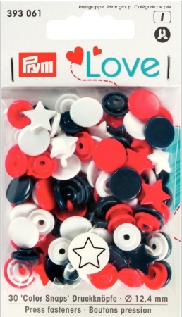 Prym Love Druckknopf Color Sterne 12,4 mm rot / weiss / marine