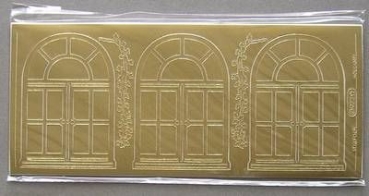 Stickerbogen Fenster rund gold