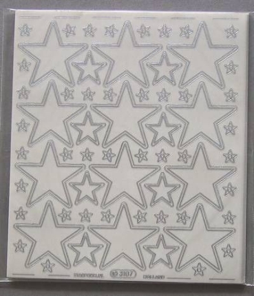 Stickerbogen Sterne Jumbo-Grösse silber
