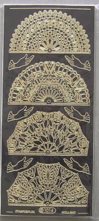 Stickerbogen Fächer gold schwarz