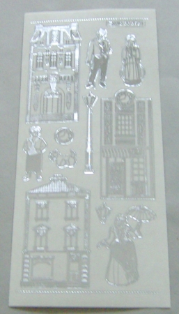 Preview: MD Sticker transparent  Victorian Houses silber
