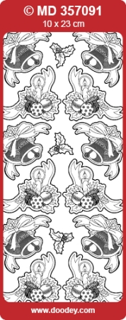 Preview: MD Sticker transparent Ecken Kugeln und Glocken gold