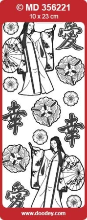 Preview: MD Sticker transparent Geisha gold