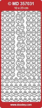 MD Sticker transparent Border Corner Christmas Baubles silber
