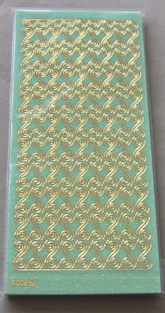 Stickerbogen 10 x 23 cm Glittersticker Ränder gold-glitter-grün
