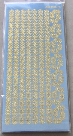 Stickerbogen 10 x 23 cm Spitzenbordüren und Ecken Gold-Spiegelfolie blau