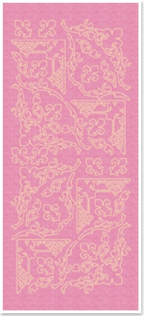 Preview: Stickerbogen 10 x 23 cm Perlmuttecken mit französischen Lilien gold-perlmutt-rosa