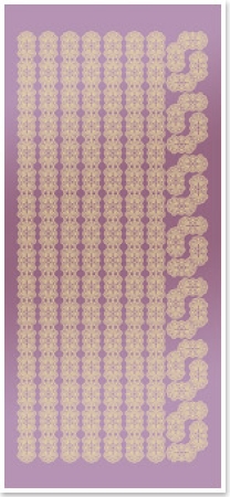 Preview: Stickerbogen 10 x 23 cm Spitzenbordüren und Ecken Gold-Spiegelfolie rose