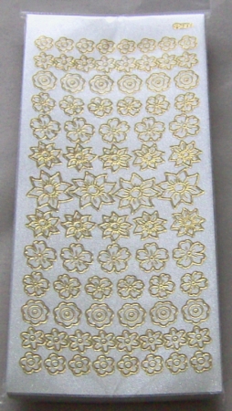 Stickerbogen 10 x 23 cm Kleine Blüten gold-perlmutt-silber