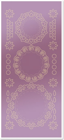 Preview: Stickerbogen 10 x 23 cm Spitzendecken rund Gold-Spiegelfolie rosé