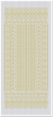 Preview: Stickerbogen 10 x 23 cm Perlmuttblätter gold-perlmutt-gold