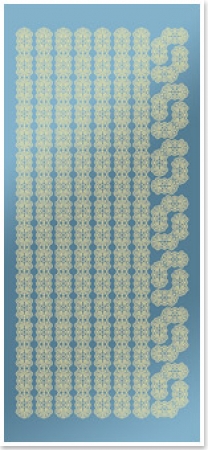 Preview: Stickerbogen 10 x 23 cm Spitzenbordüren und Ecken Gold-Spiegelfolie blau