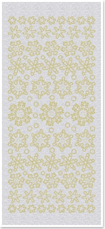 Preview: Stickerbogen 10 x 23 cm Perlmutt Eiskristalle gold-perlmutt-silber