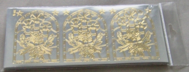 Stickerbogen 10 x 23 cm Weihnachtsfenster Gold-Spiegelfolie silber
