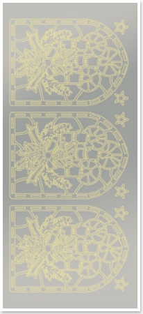 Preview: Stickerbogen 10 x 23 cm Weihnachtsfenster Gold-Spiegelfolie silber