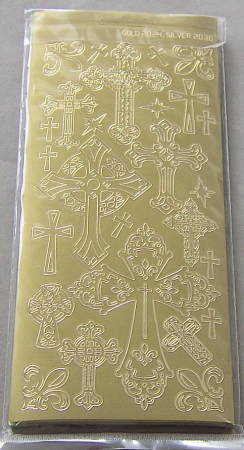 Stickerbogen 10 x 23 cm Kreuze filigran, gold - gold