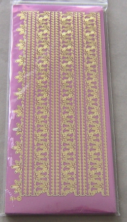 Stickerbogen 10 x 23 cm Spitzenränder 1, groß Gold-Spiegelfolie rosé