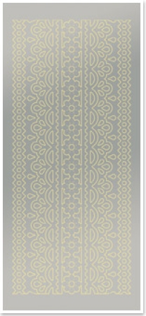Preview: Stickerbogen 10 x 23 cm Ränder mit Spitzenmuster 2 Gold-Spiegelfolie silber