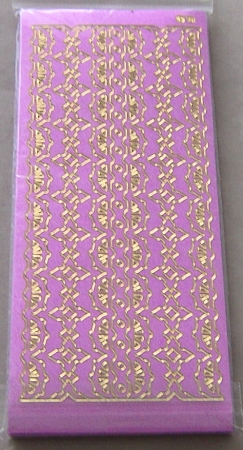 Stickerbogen 10 x 23 cm Perlmuttränder mit Spitzenmuster 1 gold-perlmutt-rosa