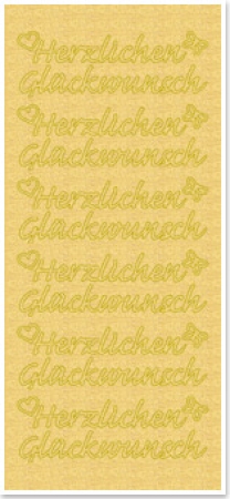 Preview: Stickerbogen 10 x 23 cm "Herzlichen Glückwunsch" sehr groß gold-perlmutt-gold