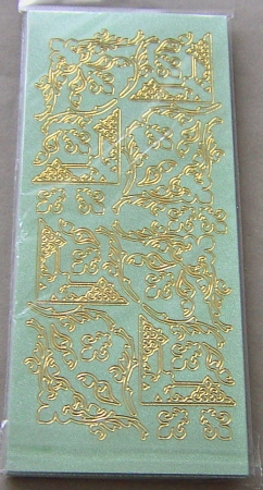 Stickerbogen 10 x 23 cm Perlmuttecken mit französischen Lilien gold-perlmutt-grün