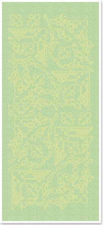 Preview: Stickerbogen 10 x 23 cm Perlmuttecken mit französischen Lilien gold-perlmutt-grün