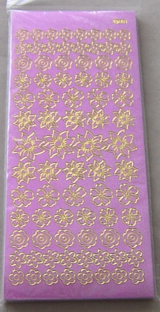 Stickerbogen 10 x 23 cm Kleine Blüten gold-perlmutt-rosa