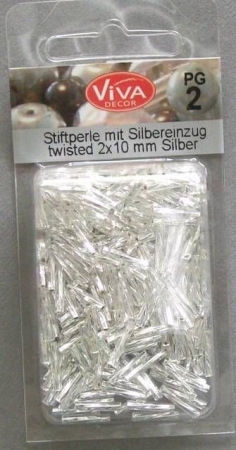 VIVA Stiftperlen 17 gr Silbereinzug  2 x 10 mm silber twiste