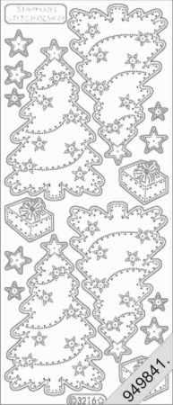 Preview: Stickerbogen 10 x 23 cm transparent Baum groß Glitter / silber