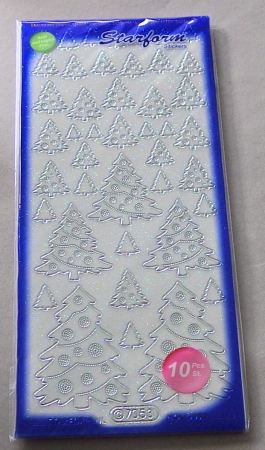 Stickerbogen 10 x 23 cm transparent Baum klein Glitter silber