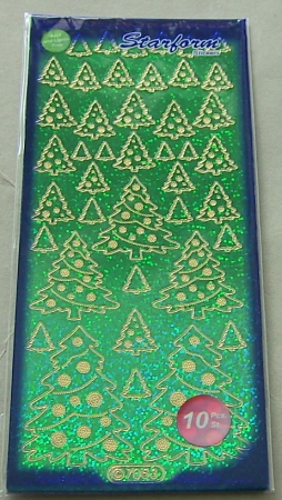 Stickerbogen 10 x 23 cm Aufkleber Hologramm Baum grün gold