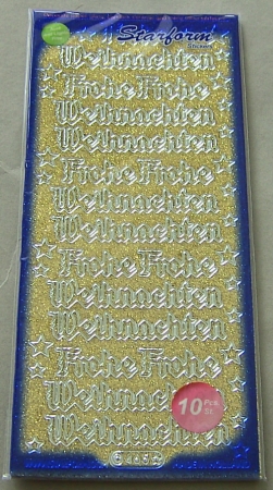 Stickerbogen 10 x 23 cm ""Frohe Weihnachten"" Glitzer gold